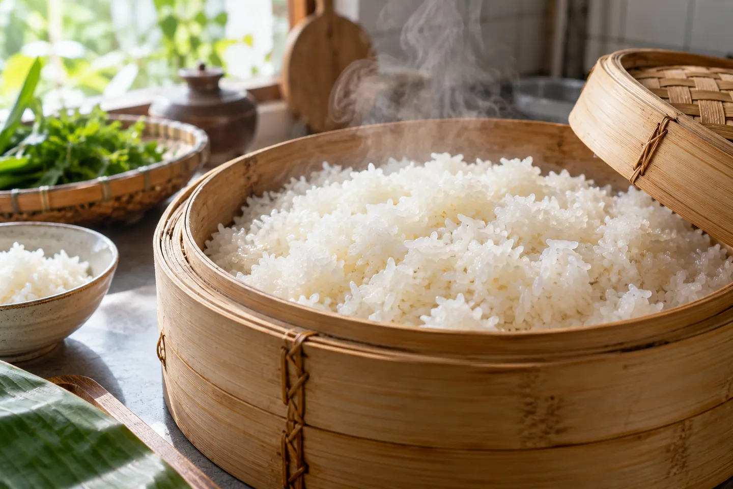 Xôi trắng giúp dễ cảm nhận mùi và độ dẻo của nếp.
