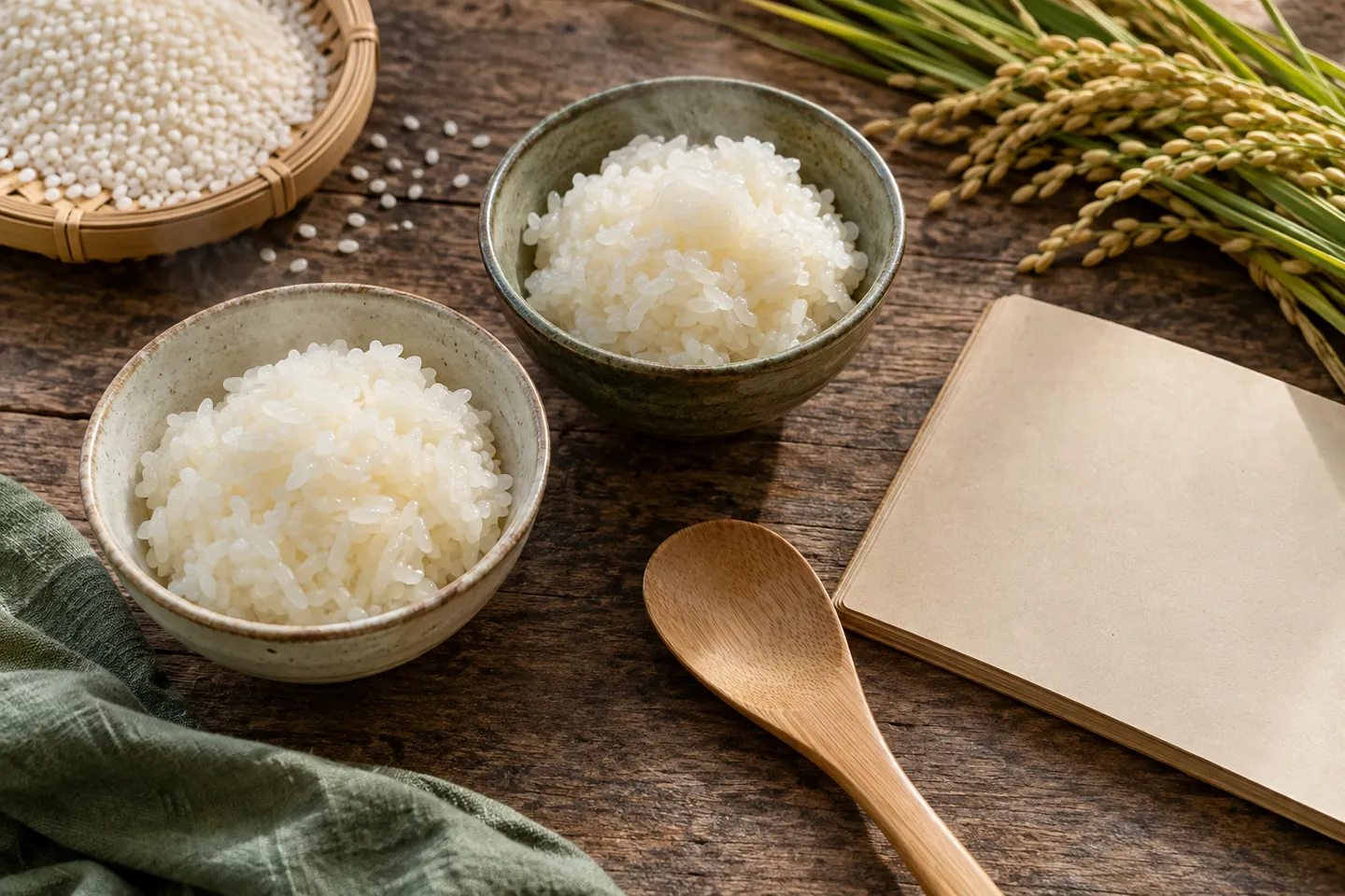Hai phần xôi trắng trong bát nhỏ