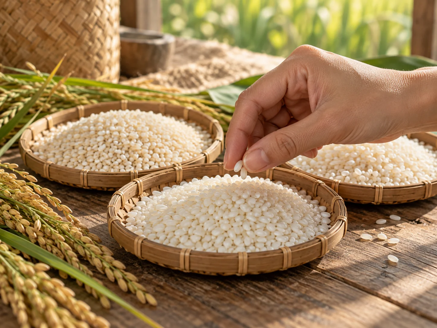 Chọn hạt nếp kỹ lưỡng để tìm loại phù hợp với từng món ăn.